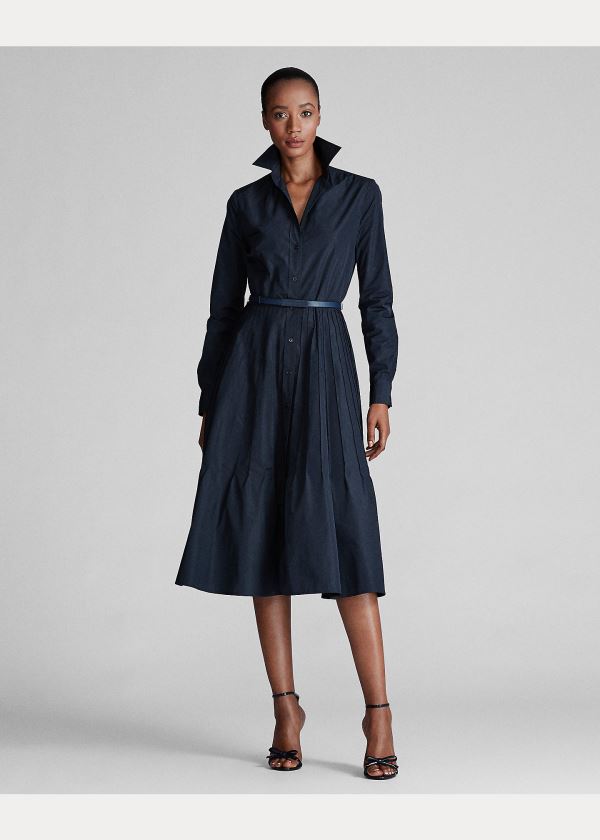 Sukienka Ralph Lauren Karly Taffeta Shirtdress Damskie Głęboka Granatowe | FXFE8666