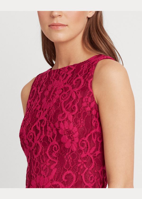 Sukienka Ralph Lauren Lace Sleeveless Dress Damskie Bordowe Różowe | NLIH5774