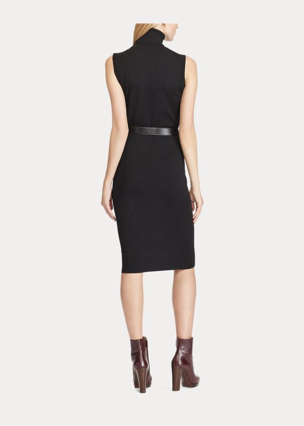 Sukienka Ralph Lauren Merino Wool Turtleneck Dress Damskie Czarne | CGRT7687