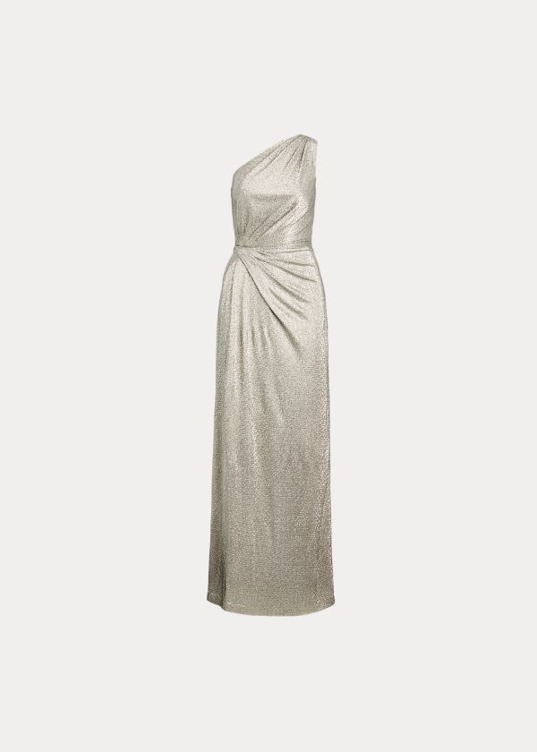 Sukienka Ralph Lauren Metallic One-Shoulder Gown Damskie Głęboka Beżowe | VEWB4773