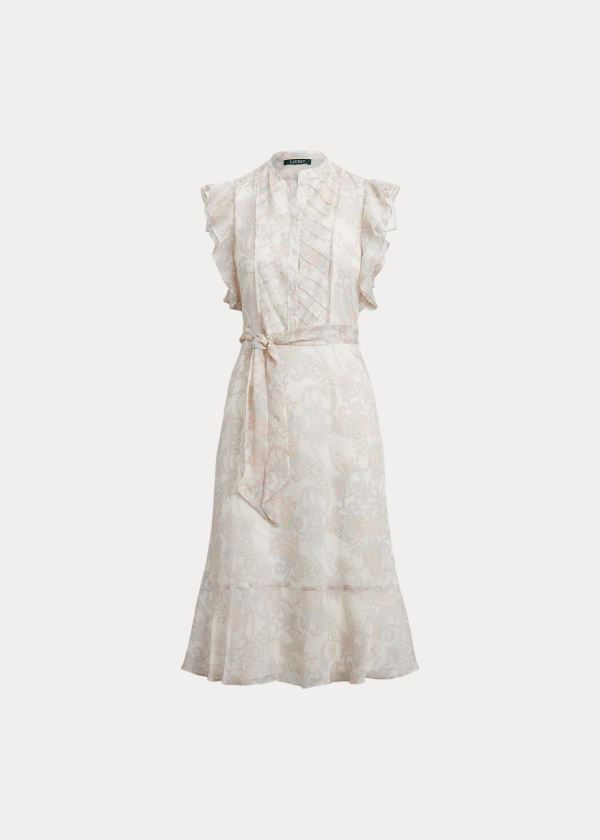 Sukienka Ralph Lauren Paisley Georgette Dress Damskie Kremowe Kolorowe | QKDH1183