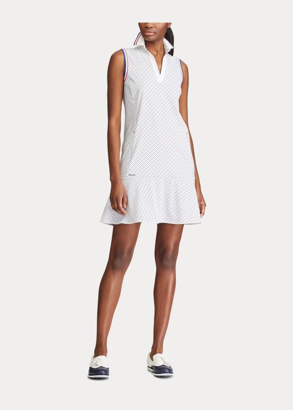 Sukienka Ralph Lauren Performance Jersey Golf Dress Damskie Białe Kolorowe | RKAX0637