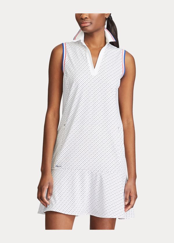 Sukienka Ralph Lauren Performance Jersey Golf Dress Damskie Białe Kolorowe | RKAX0637