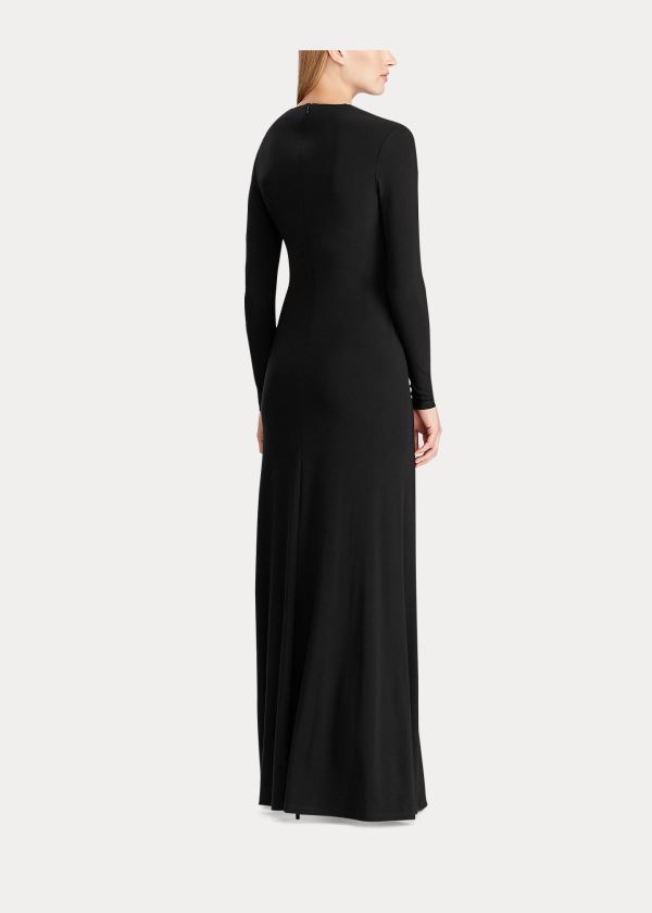 Sukienka Ralph Lauren Pleated Matte Jersey Gown Damskie Czarne | VNKW3734