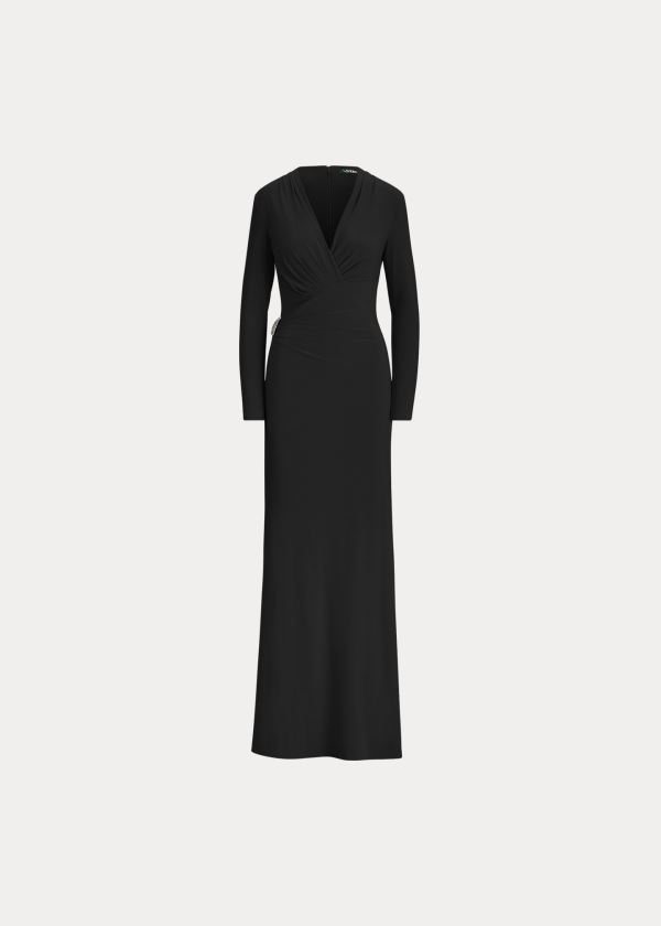 Sukienka Ralph Lauren Pleated Matte Jersey Gown Damskie Czarne | VNKW3734