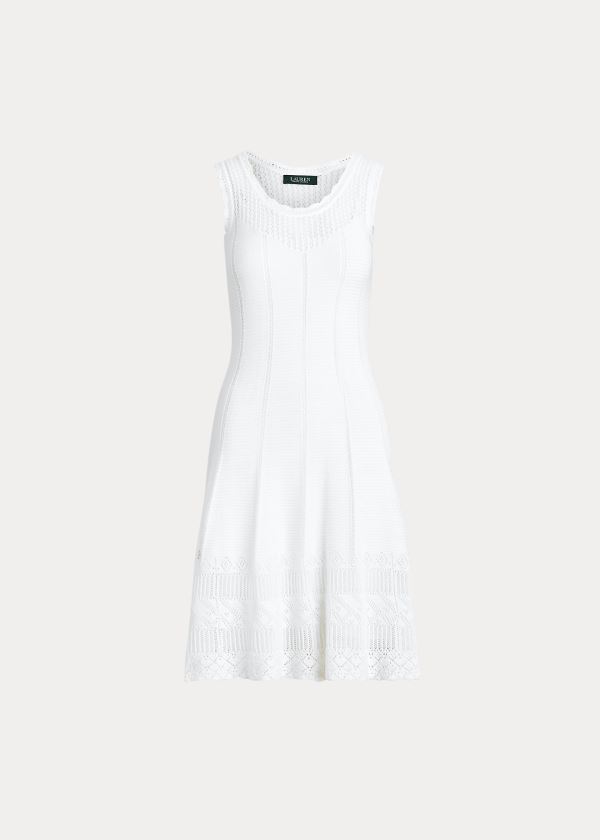 Sukienka Ralph Lauren Pointelle Sleeveless Dress Damskie Białe | KTHN5169