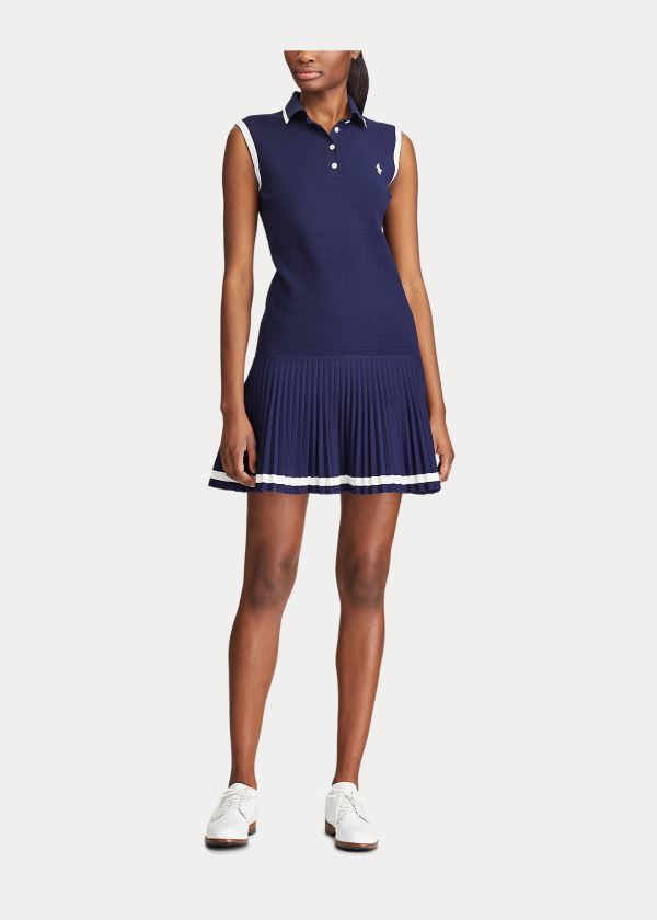 Sukienka Ralph Lauren Sleeveless Polo Golf Dress Damskie Granatowe Białe | QUHQ8387