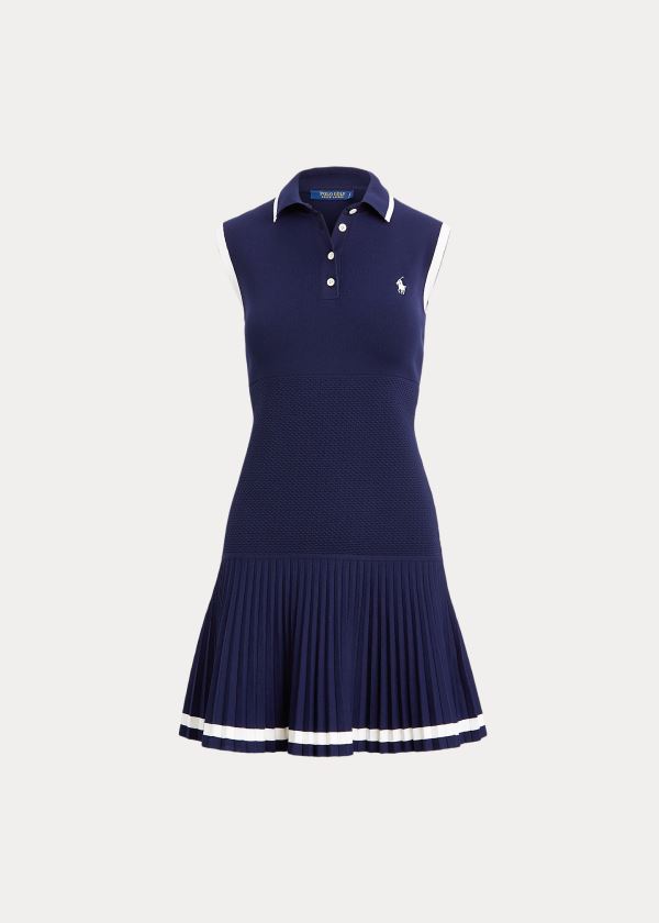 Sukienka Ralph Lauren Sleeveless Polo Golf Dress Damskie Granatowe Białe | QUHQ8387