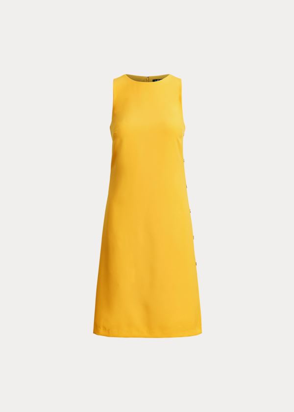 Sukienka Ralph Lauren Snap-Trim Crepe Shift Dress Damskie Żółte | EXHW1716