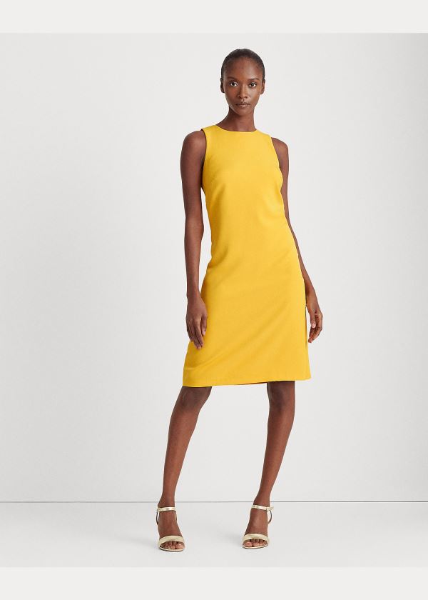 Sukienka Ralph Lauren Snap-Trim Crepe Shift Dress Damskie Żółte | EXHW1716