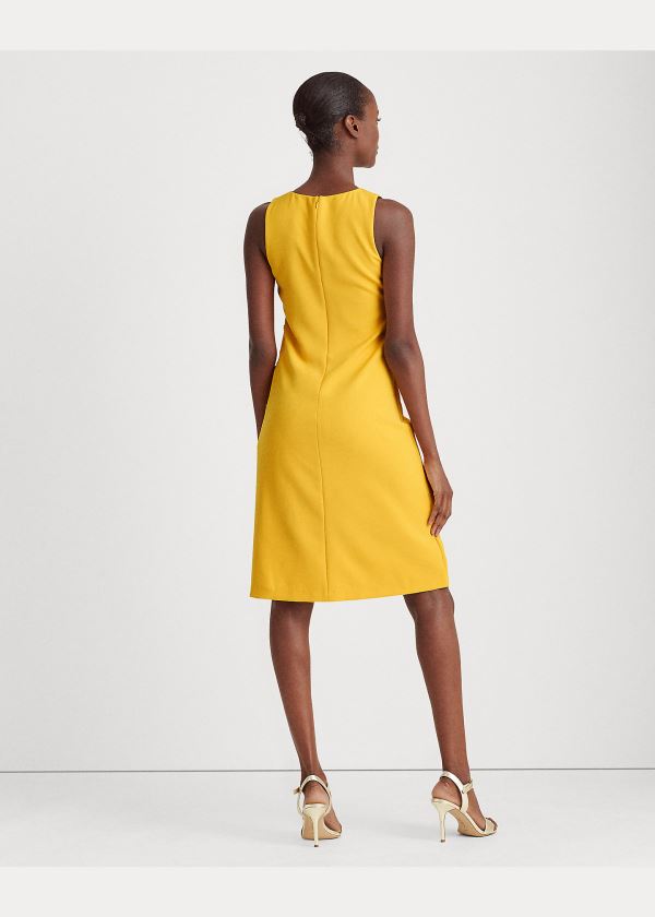 Sukienka Ralph Lauren Snap-Trim Crepe Shift Dress Damskie Żółte | EXHW1716