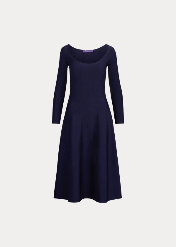 Sukienka Ralph Lauren Stretch Knit Ballet-Neck Dress Damskie Granatowe | UJJM0299