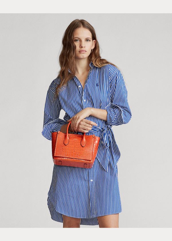 Sukienka Ralph Lauren Striped Cotton Shirtdress Damskie Niebieskie Białe | THJW9178