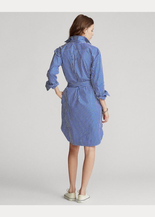 Sukienka Ralph Lauren Striped Cotton Shirtdress Damskie Niebieskie Białe | THJW9178