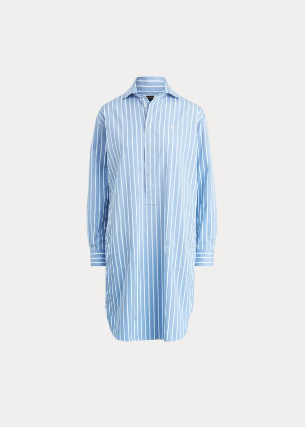 Sukienka Ralph Lauren Striped Cotton Shirtdress Damskie Głęboka Niebieskie Białe | TCXE8358