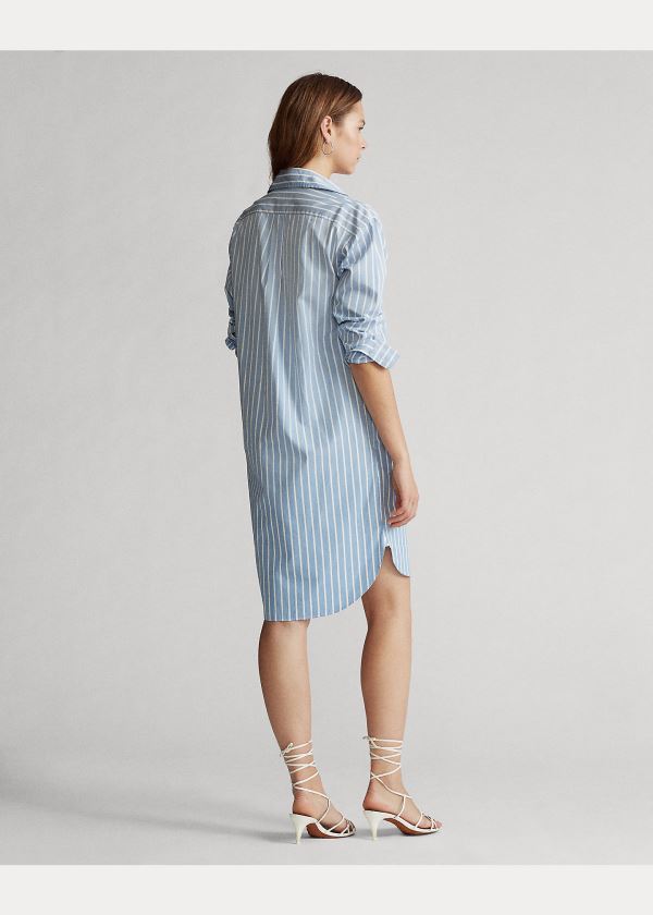 Sukienka Ralph Lauren Striped Cotton Shirtdress Damskie Głęboka Niebieskie Białe | TCXE8358