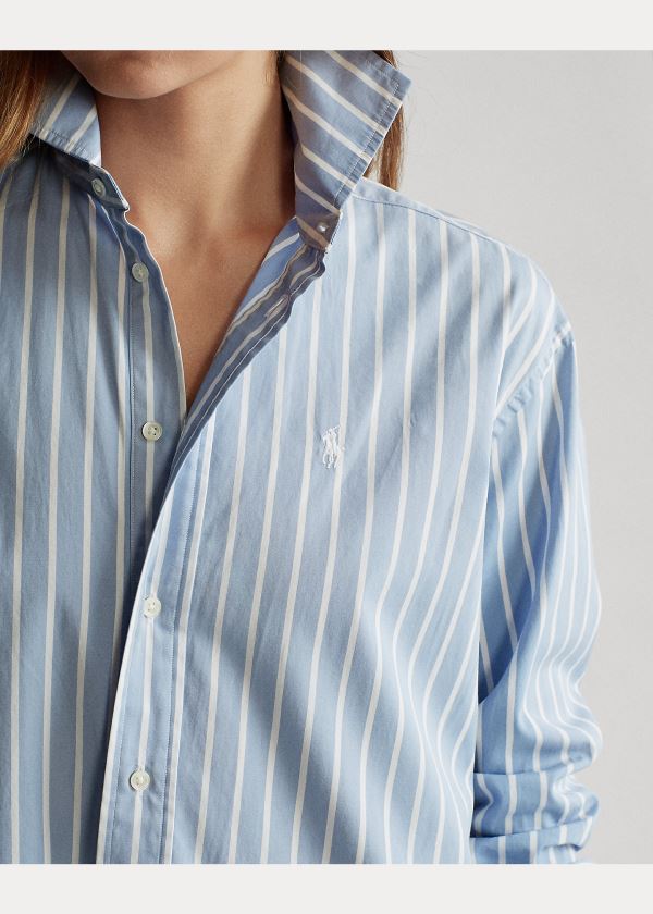 Sukienka Ralph Lauren Striped Cotton Shirtdress Damskie Głęboka Niebieskie Białe | TCXE8358