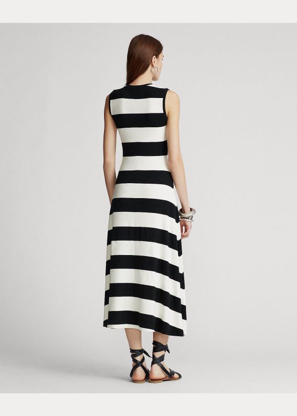 Sukienka Ralph Lauren Striped Sleeveless Dress Damskie Czarne Białe | ZGLI7090