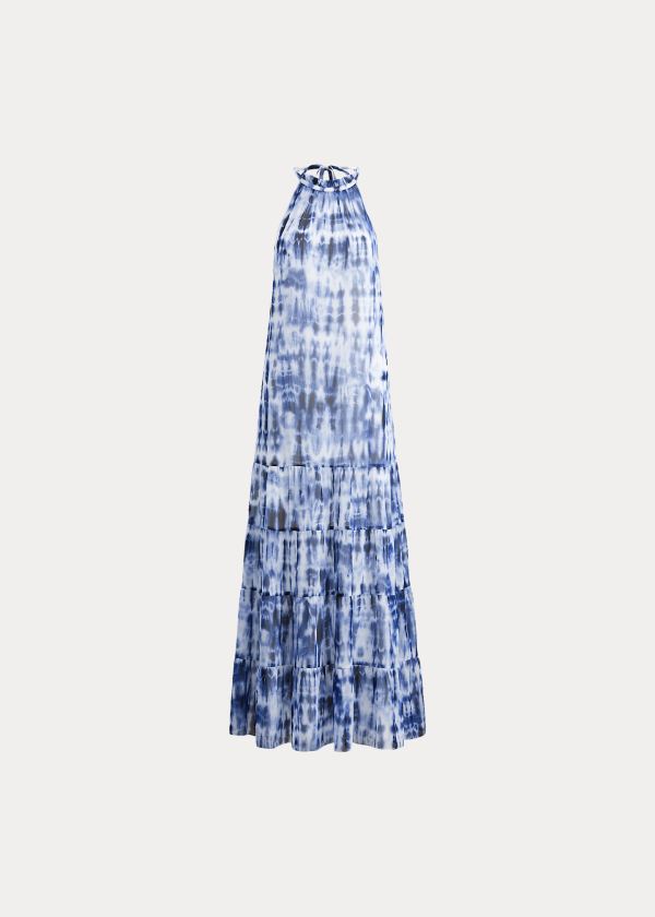 Sukienka Ralph Lauren Tie-Dye Georgette Maxidress Damskie Granatowe Niebieskie Kolorowe | MHHB8056