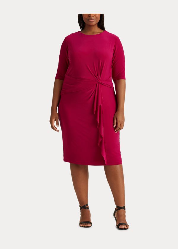 Sukienka Ralph Lauren Twisted-Knot Jersey Dress Damskie Głęboka Fuksja | RCCI5496