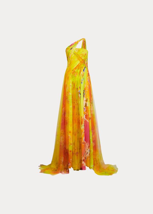 Sukienka Ralph Lauren Vivianne Evening Dress Damskie Żółte Kolorowe | VCUV9176