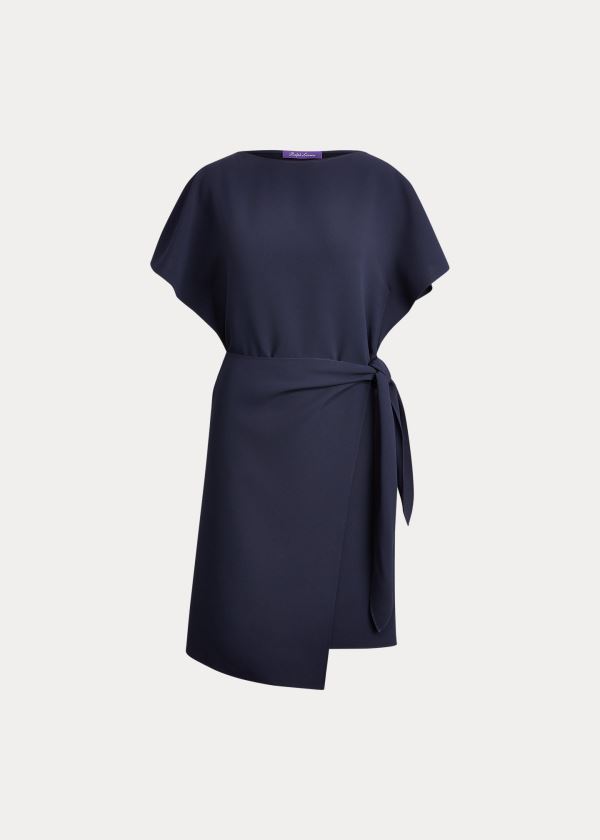 Sukienka Ralph Lauren Wayland Crepe Wrap Dress Damskie Jasny Granatowe | TMKM4711