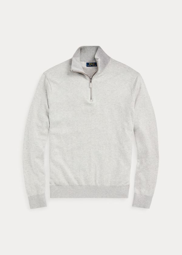 Swetry Ralph Lauren Birdseye Cotton-Blend Sweater Męskie Szare | KFNL2854