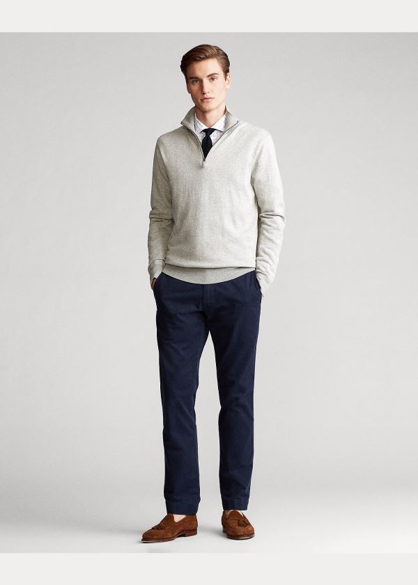 Swetry Ralph Lauren Birdseye Cotton-Blend Sweater Męskie Szare | KFNL2854