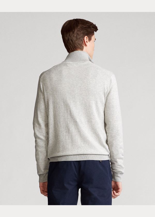 Swetry Ralph Lauren Birdseye Cotton-Blend Sweater Męskie Szare | KFNL2854