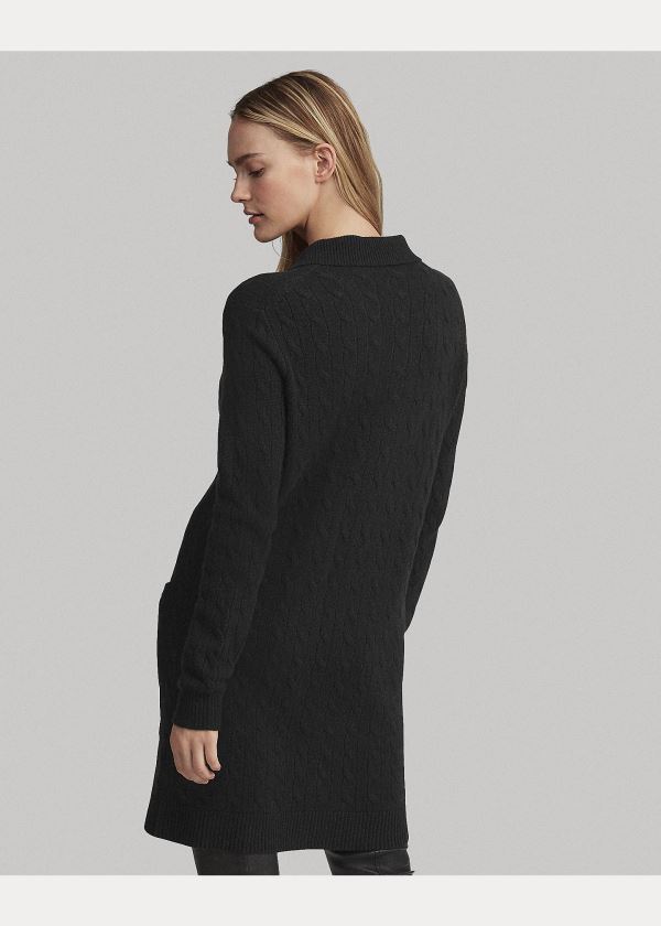 Swetry Ralph Lauren Cable-Knit Cashmere Cardigan Damskie Czarne | LRXB1915