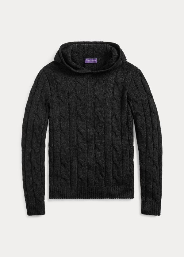 Swetry Ralph Lauren Cable-Knit Cashmere Hoodie Męskie Jasny Szare | YUQH2561