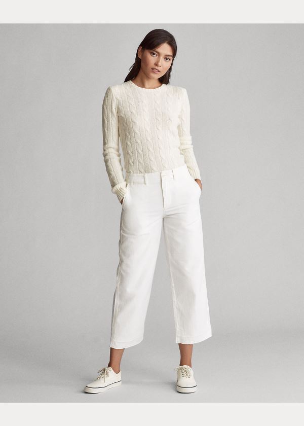 Swetry Ralph Lauren Cable-Knit Cashmere Sweater Damskie Kremowe | RXFQ6701