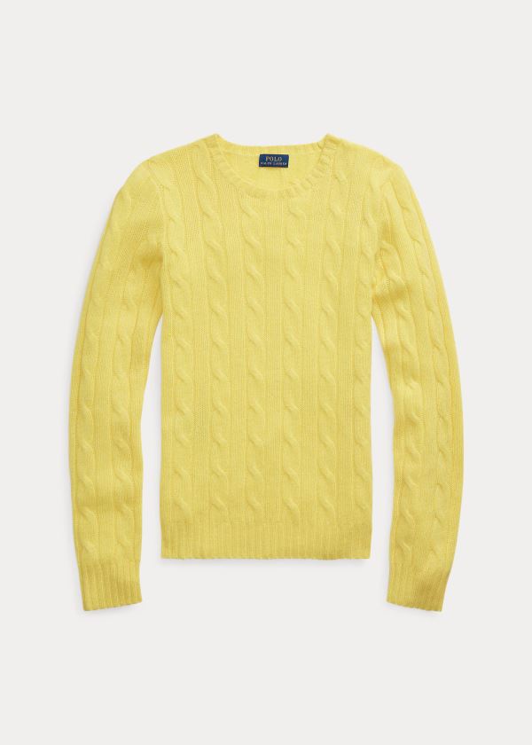 Swetry Ralph Lauren Cable-Knit Cashmere Sweater Damskie Żółte | KDIQ5665