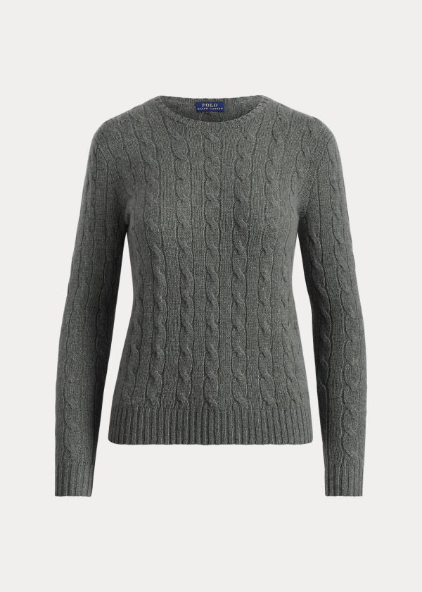 Swetry Ralph Lauren Cable-Knit Cashmere Sweater Damskie Ciemny Szare | DJPX7122