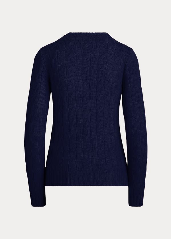 Swetry Ralph Lauren Cable-Knit Cashmere Sweater Damskie Granatowe | ZKAG0076