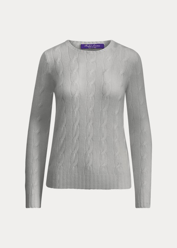 Swetry Ralph Lauren Cable-Knit Cashmere Sweater Damskie Głęboka Szare | TODI6120