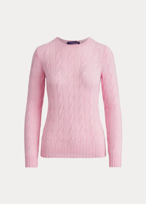 Swetry Ralph Lauren Cable-Knit Cashmere Sweater Damskie Różowe | JXLB1929