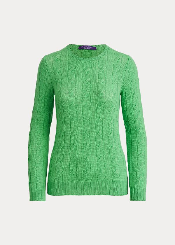 Swetry Ralph Lauren Cable-Knit Cashmere Sweater Damskie Mięta Zielone | HRHW8071