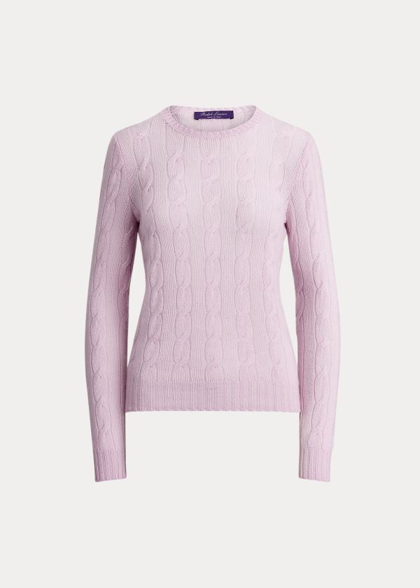 Swetry Ralph Lauren Cable-Knit Cashmere Sweater Damskie Fioletowe | IHUM3655