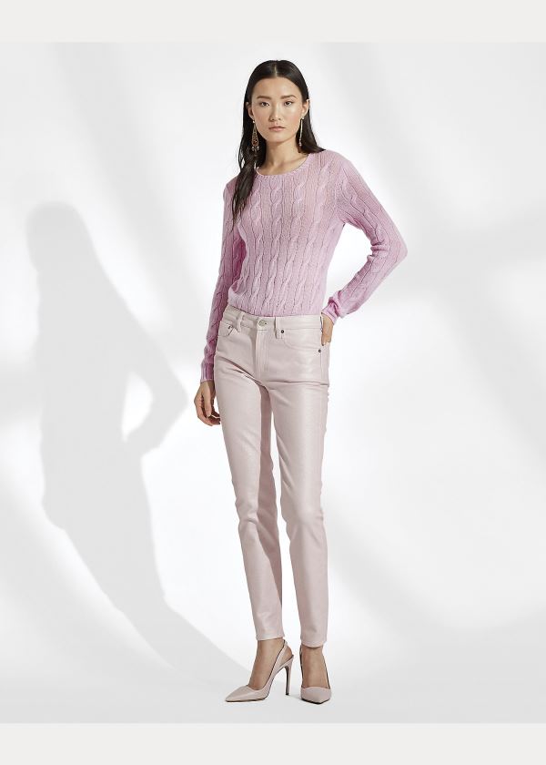 Swetry Ralph Lauren Cable-Knit Cashmere Sweater Damskie Fioletowe | IHUM3655