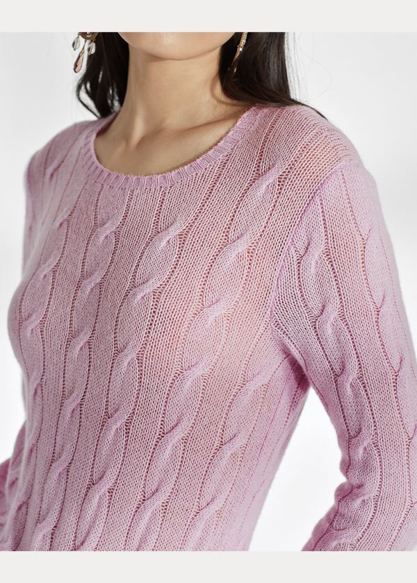 Swetry Ralph Lauren Cable-Knit Cashmere Sweater Damskie Fioletowe | IHUM3655