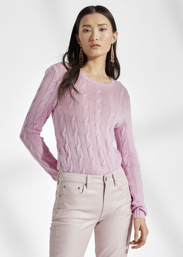 Swetry Ralph Lauren Cable-Knit Cashmere Sweater Damskie Fioletowe | IHUM3655