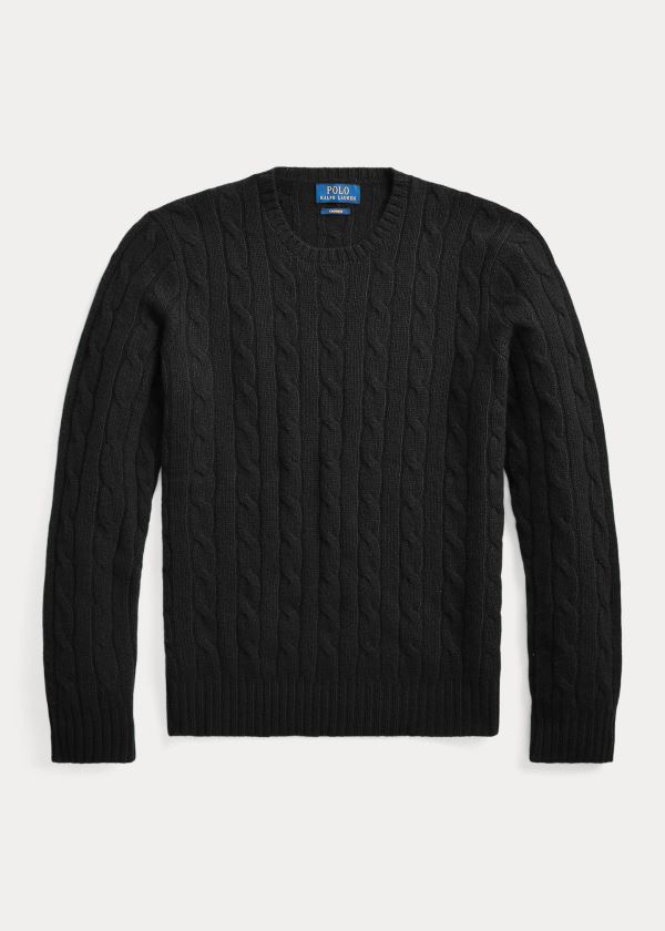 Swetry Ralph Lauren Cable-Knit Cashmere Sweater Męskie Czarne | LJKW0980