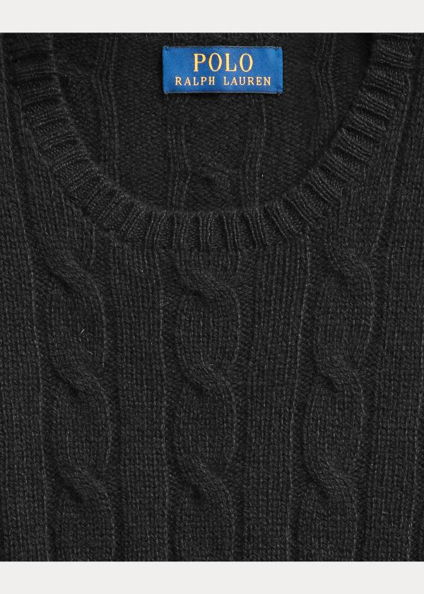 Swetry Ralph Lauren Cable-Knit Cashmere Sweater Męskie Czarne | LJKW0980