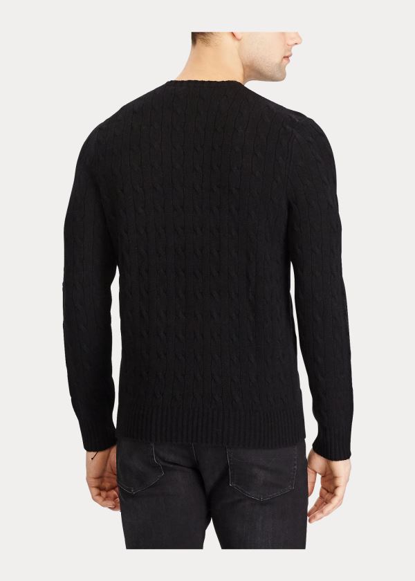 Swetry Ralph Lauren Cable-Knit Cashmere Sweater Męskie Czarne | PLKU6865