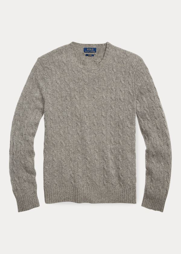 Swetry Ralph Lauren Cable-Knit Cashmere Sweater Męskie Szare | JGVA2234