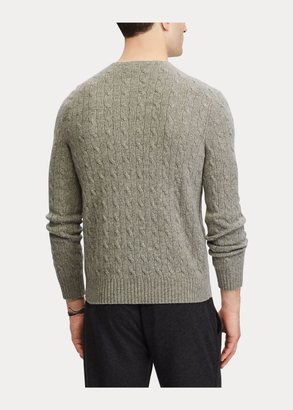 Swetry Ralph Lauren Cable-Knit Cashmere Sweater Męskie Szare | JGVA2234