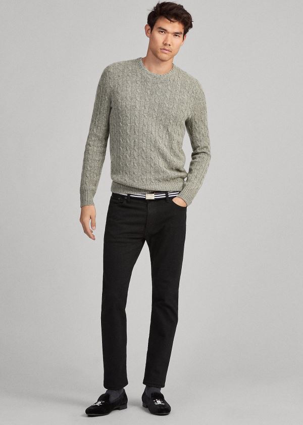 Swetry Ralph Lauren Cable-Knit Cashmere Sweater Męskie Szare | JGVA2234