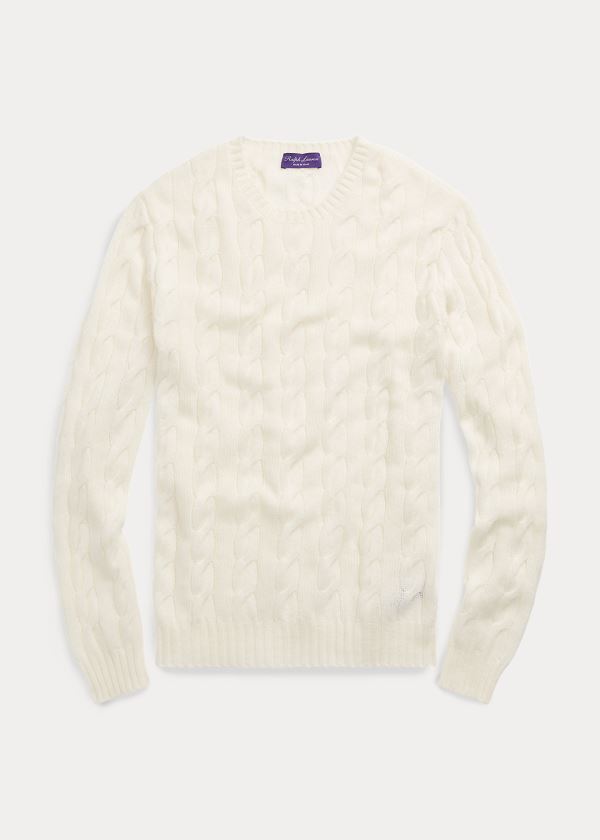 Swetry Ralph Lauren Cable-Knit Cashmere Sweater Męskie Kremowe | RQUI2117