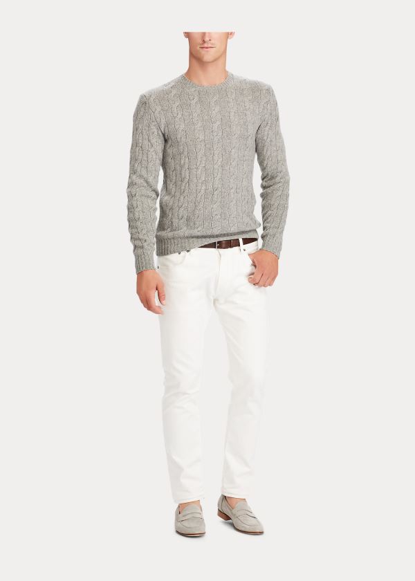 Swetry Ralph Lauren Cable-Knit Cashmere Sweater Męskie Głęboka Szare | SSCA3066